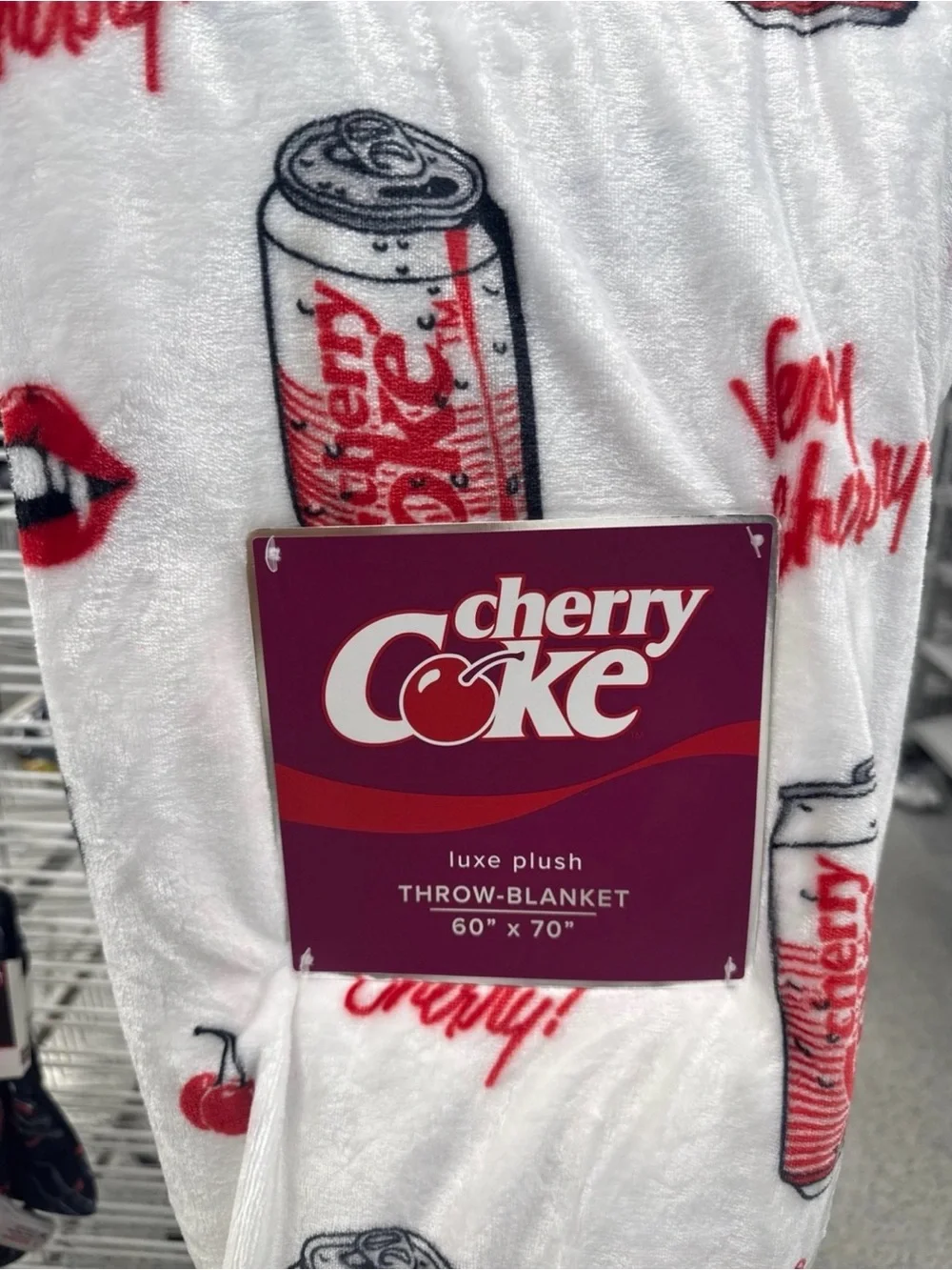 Coca Cola Cherry Coke Halloween Vampire Plush Throw Blanket in White and Red